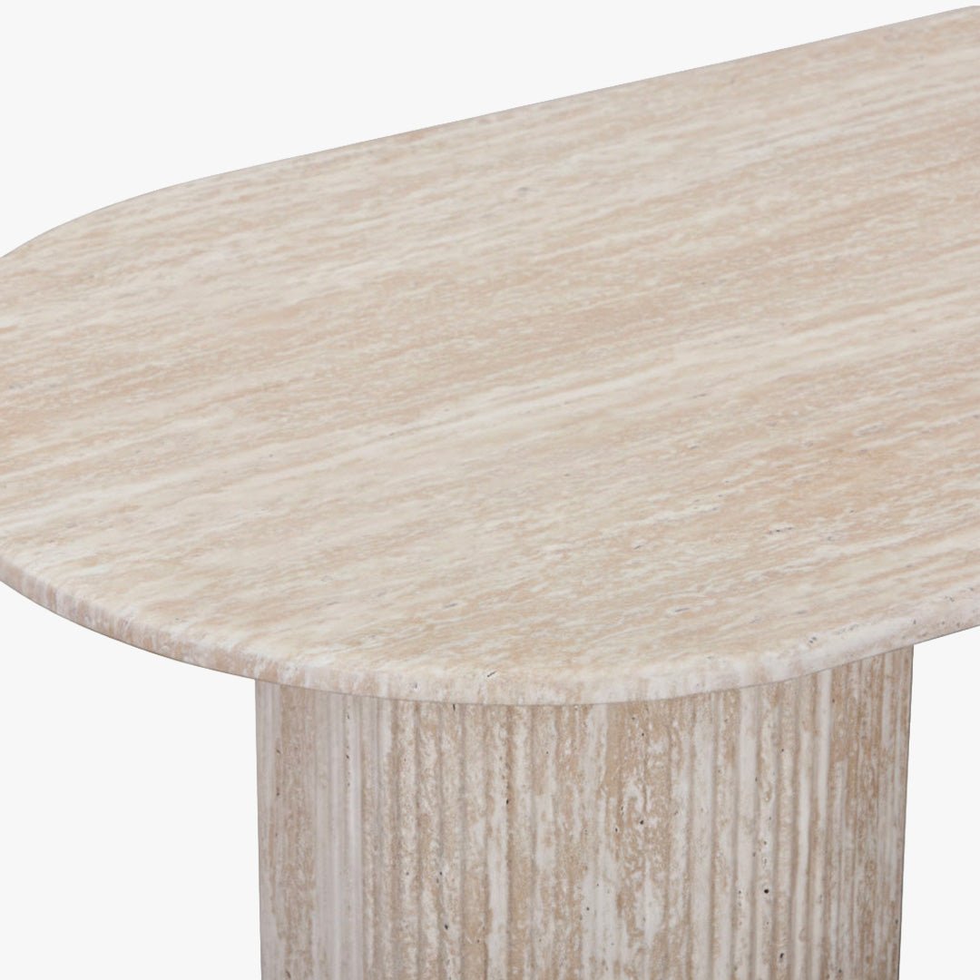 RINA Table basse ovale en granite couleur travertin 120 cm