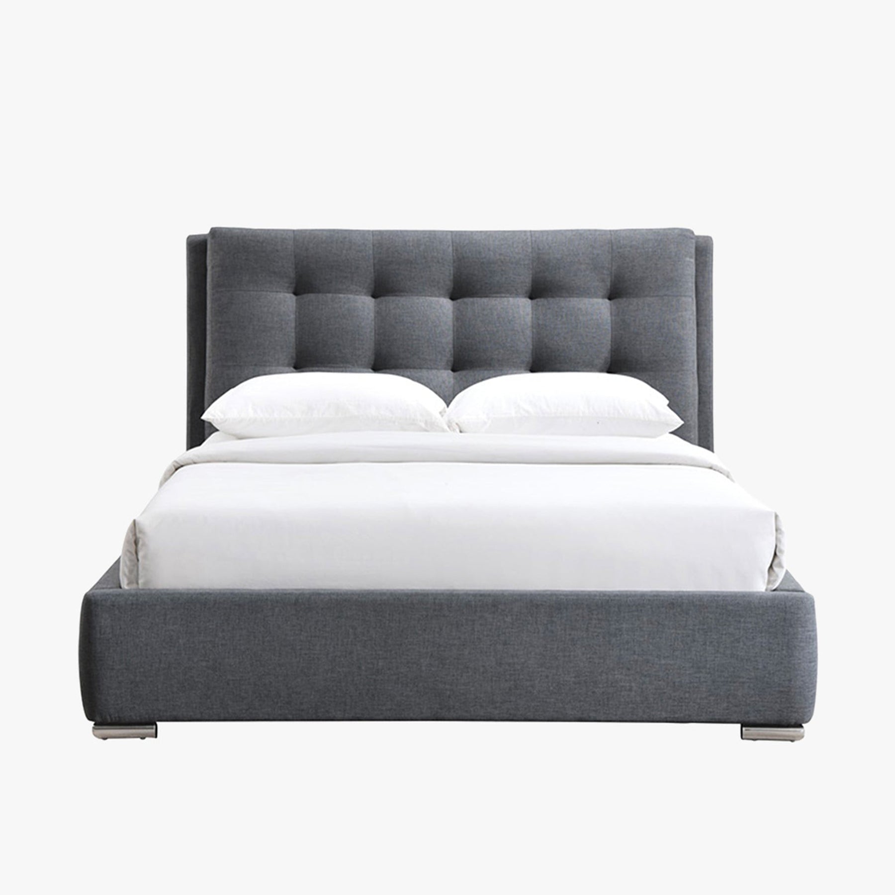 RODRIGO Lit double en tissu gris foncé avec 2 tiroirs 180x200 cm