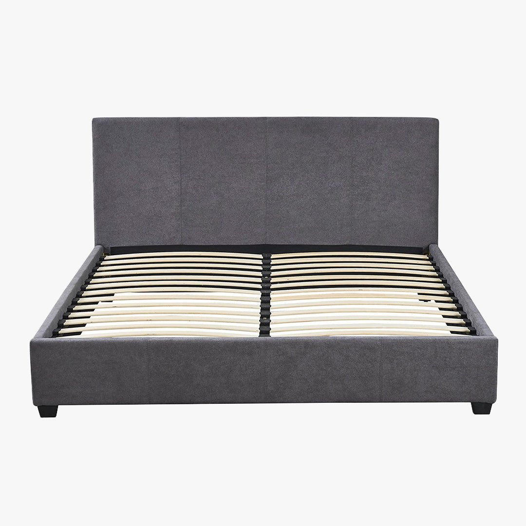 ROMA TISSU Lit double en tissu gris 140x200 cm