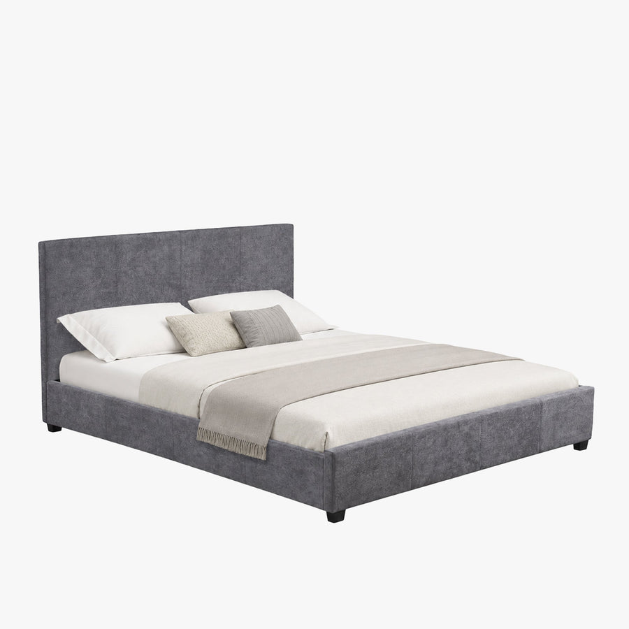 ROMA TISSU Lit double en tissu gris 140x200 cm