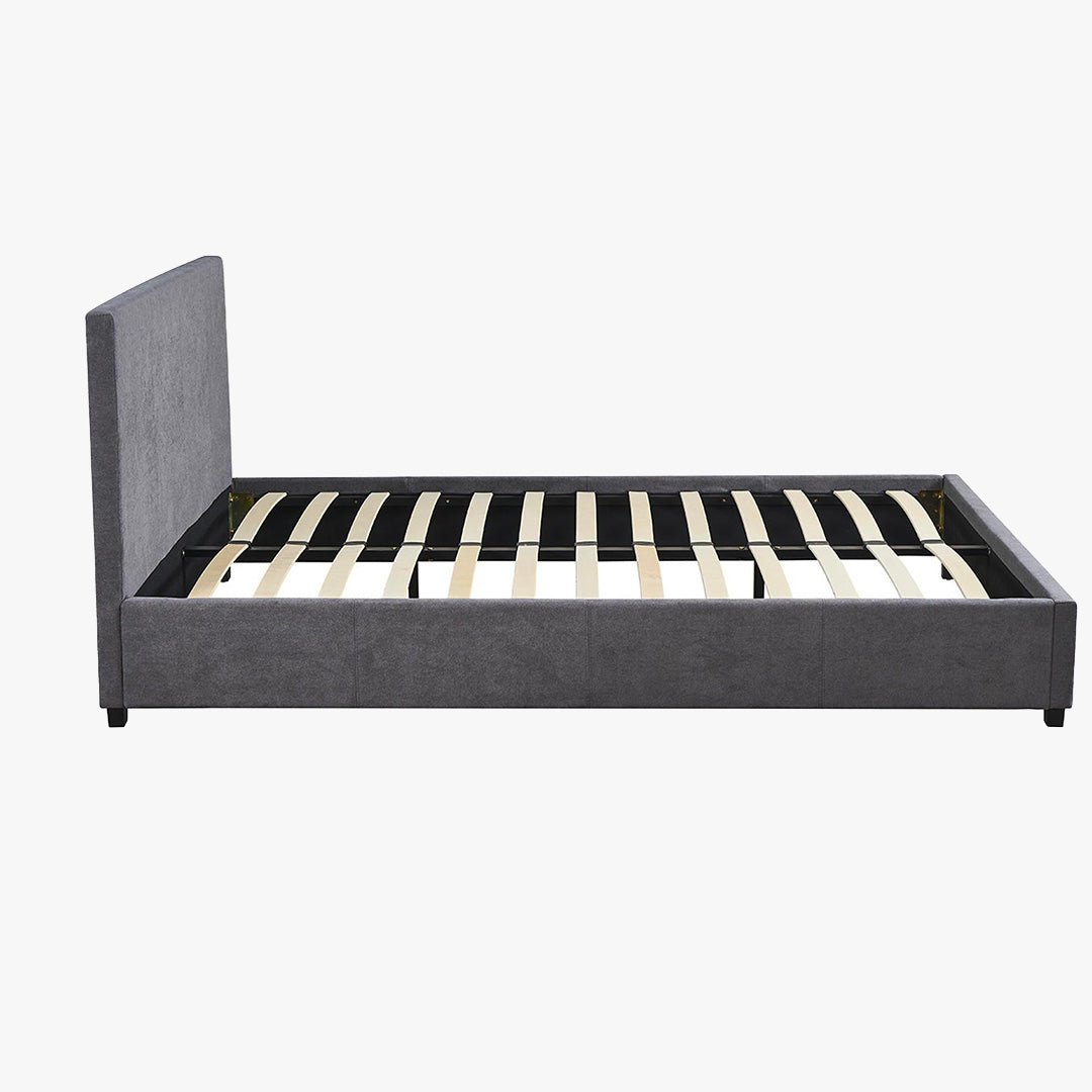 ROMA TISSU Lit double en tissu gris 140x200 cm