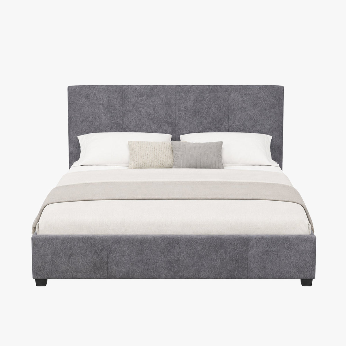 ROMA TISSU Lit double en tissu gris 140x200 cm