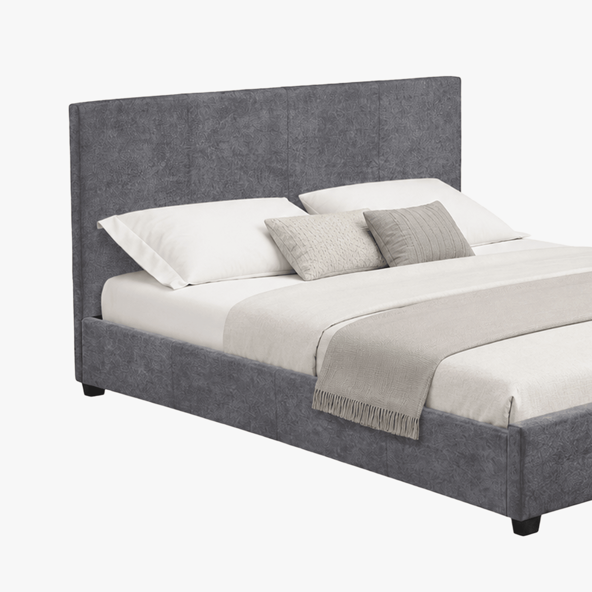 ROMA TISSU Lit double en tissu gris 140x200 cm