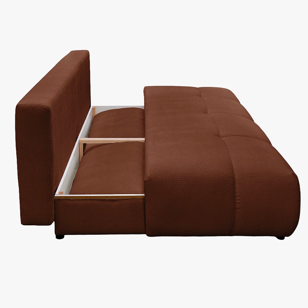ROSA Canapé 3 places convertible avec coffre en tissu terracotta