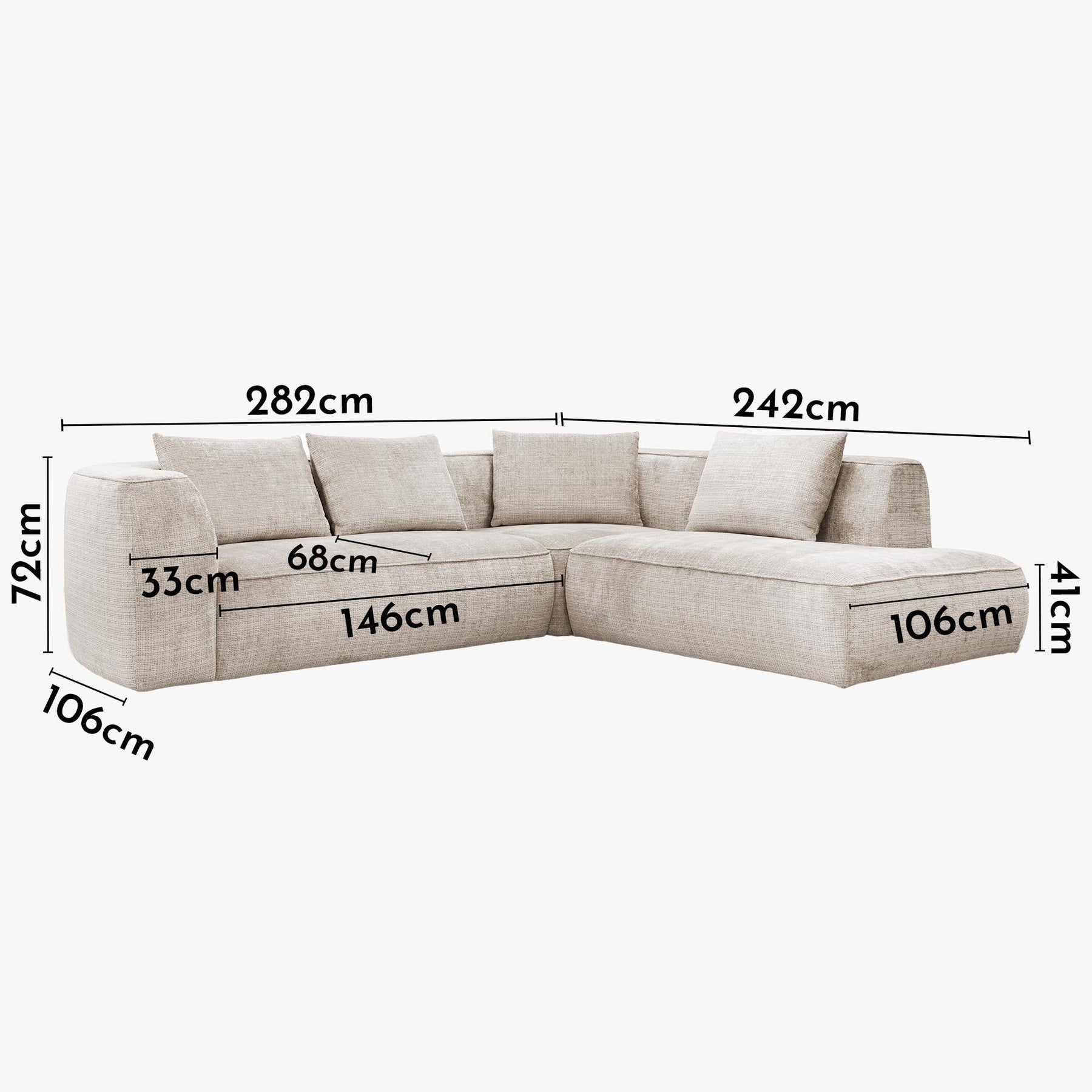 ROSIE Canapé d'angle en tissu beige - Angle droit