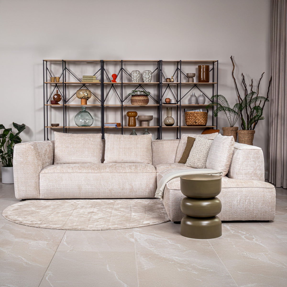 ROSIE Canapé d'angle en tissu beige - Angle droit