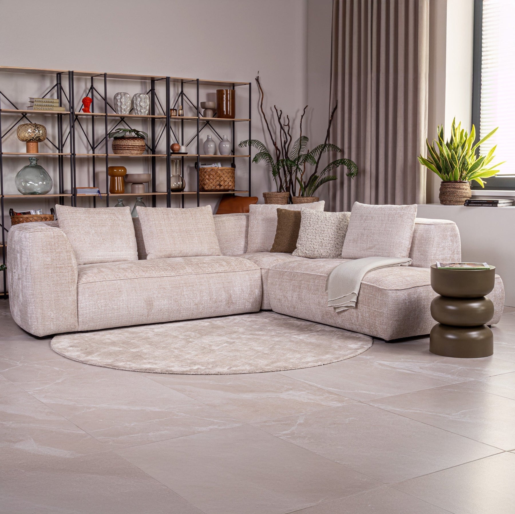 ROSIE Canapé d'angle en tissu beige - Angle droit