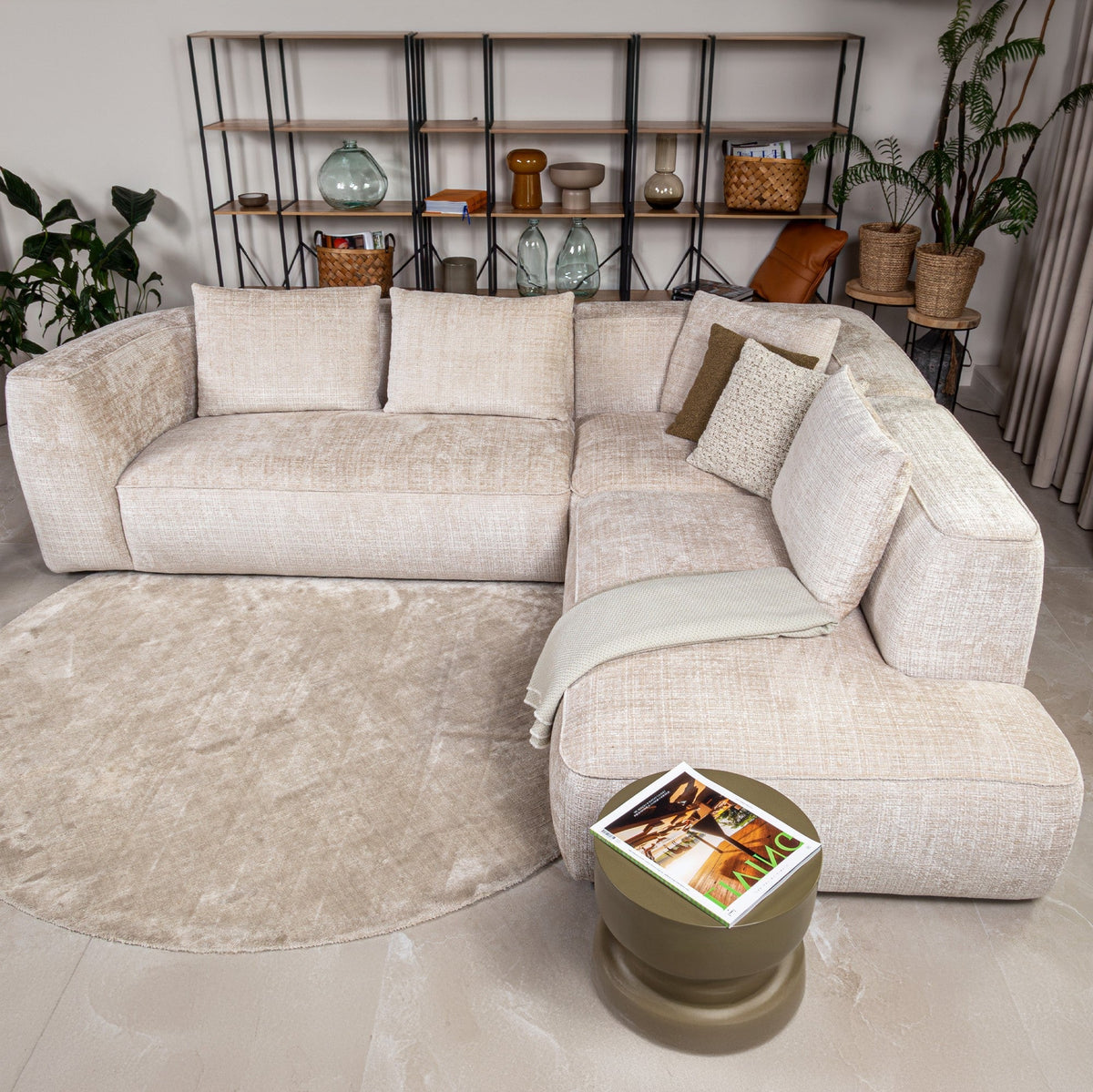 ROSIE Canapé d'angle en tissu beige - Angle droit