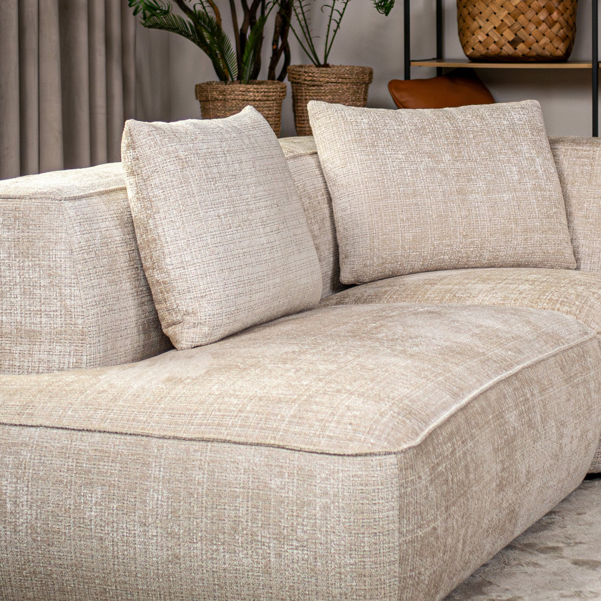 ROSIE Canapé d'angle en tissu beige - Angle gauche