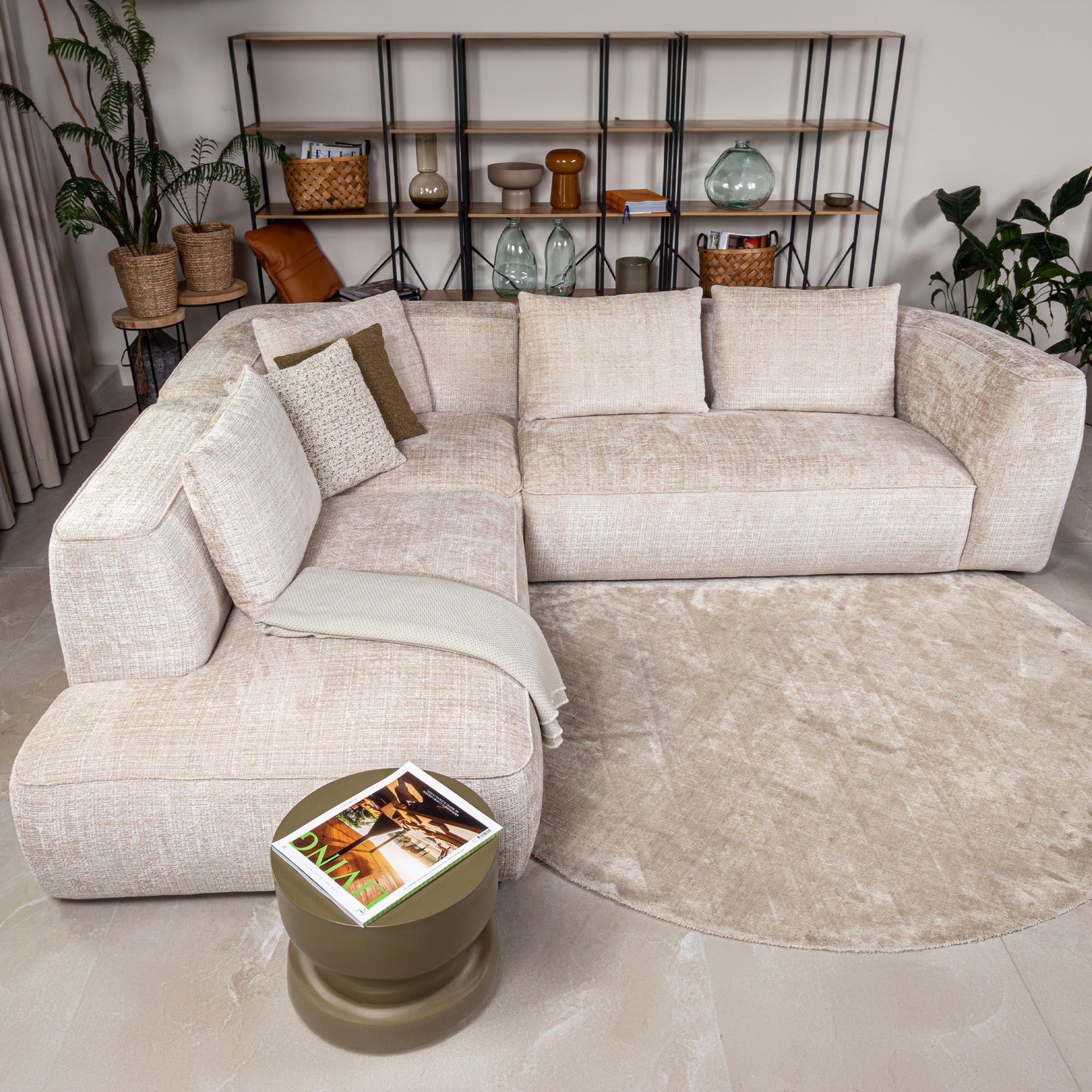 ROSIE Canapé d'angle en tissu beige - Angle gauche