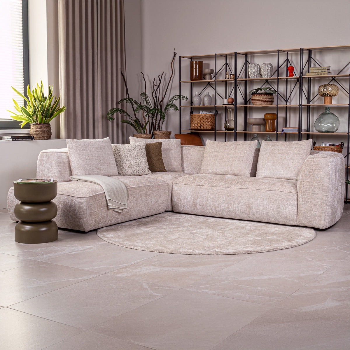 ROSIE Canapé d'angle en tissu beige - Angle gauche