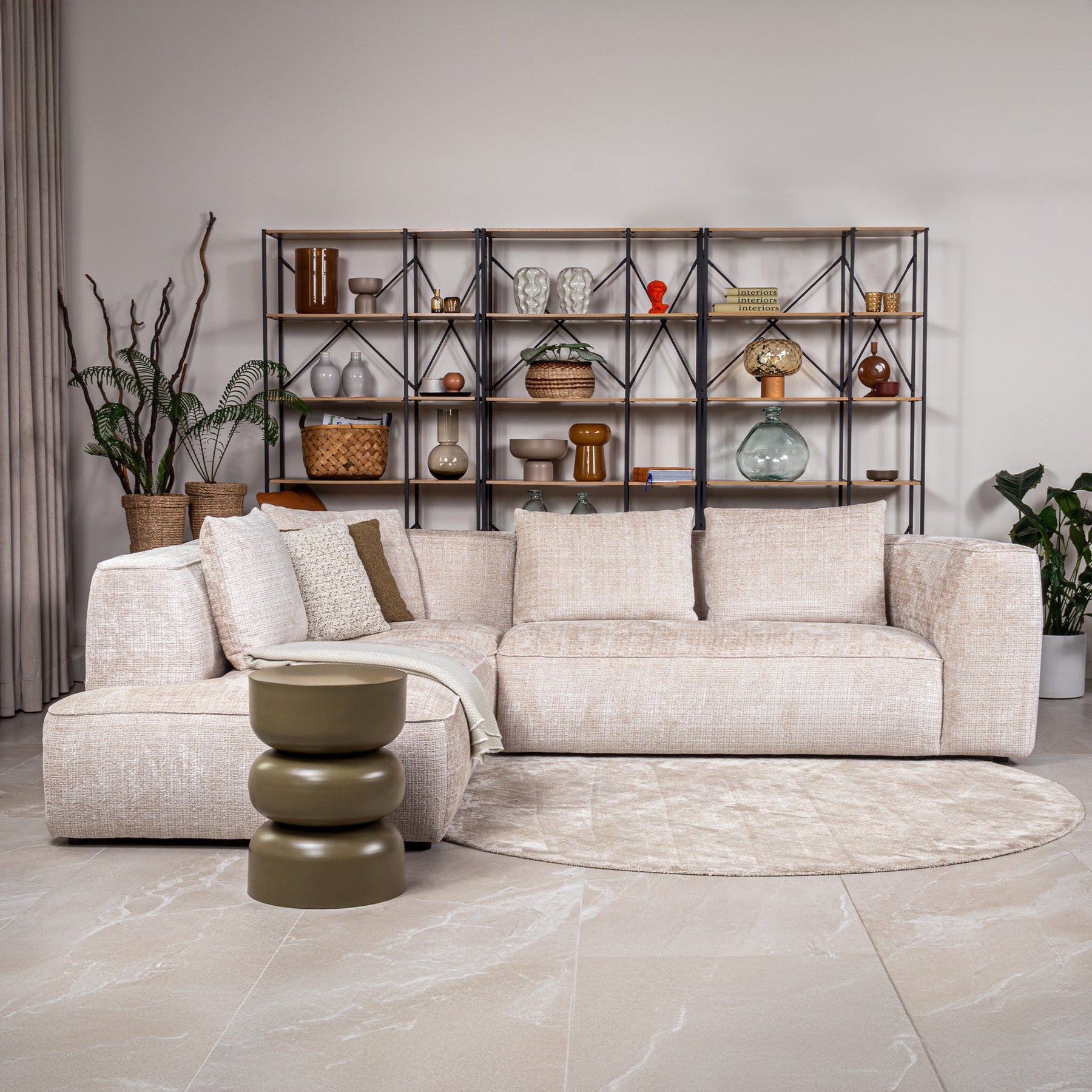 ROSIE Canapé d'angle en tissu beige - Angle gauche