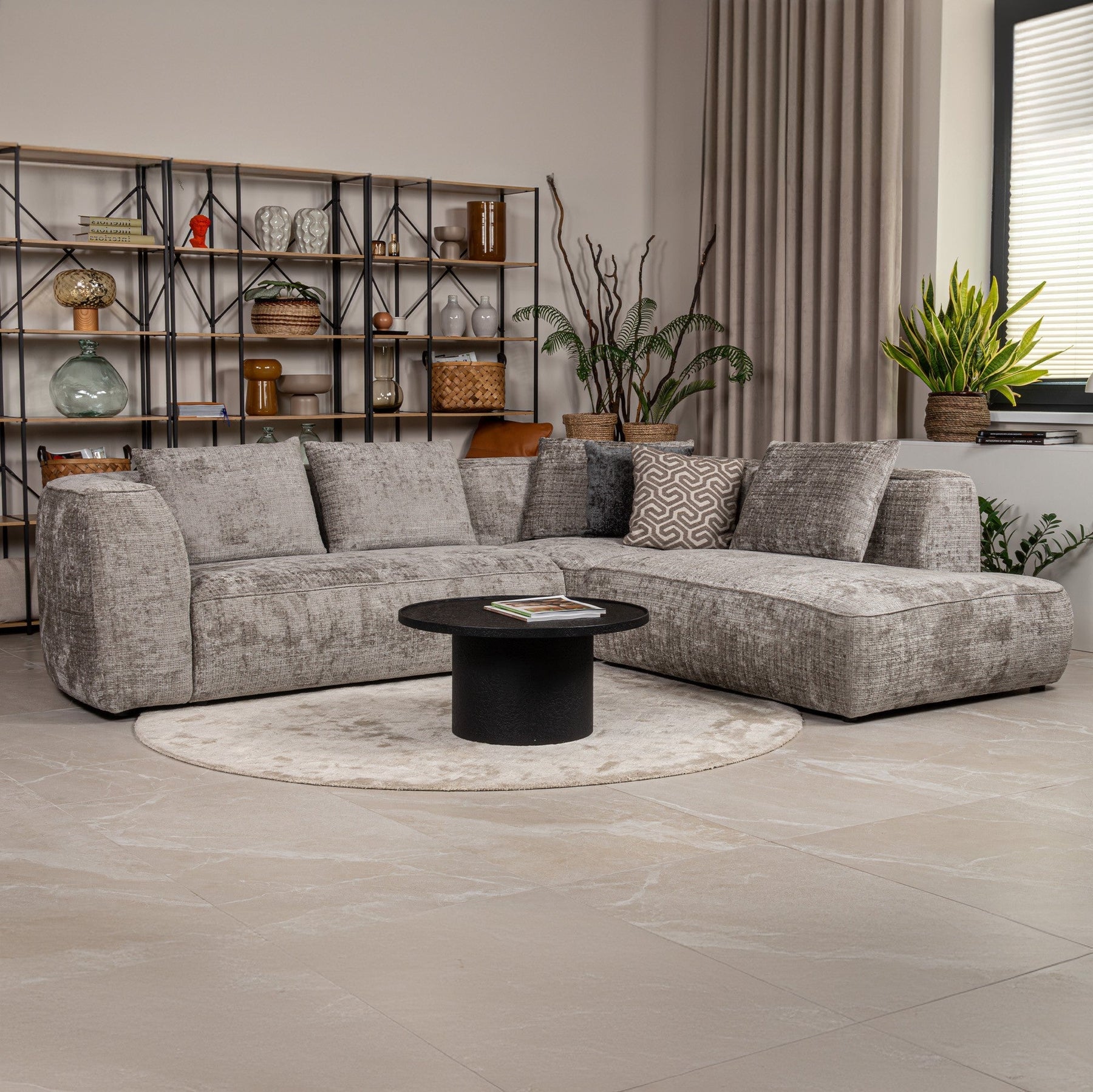 ROSIE Canapé d'angle en tissu gris - Angle droit