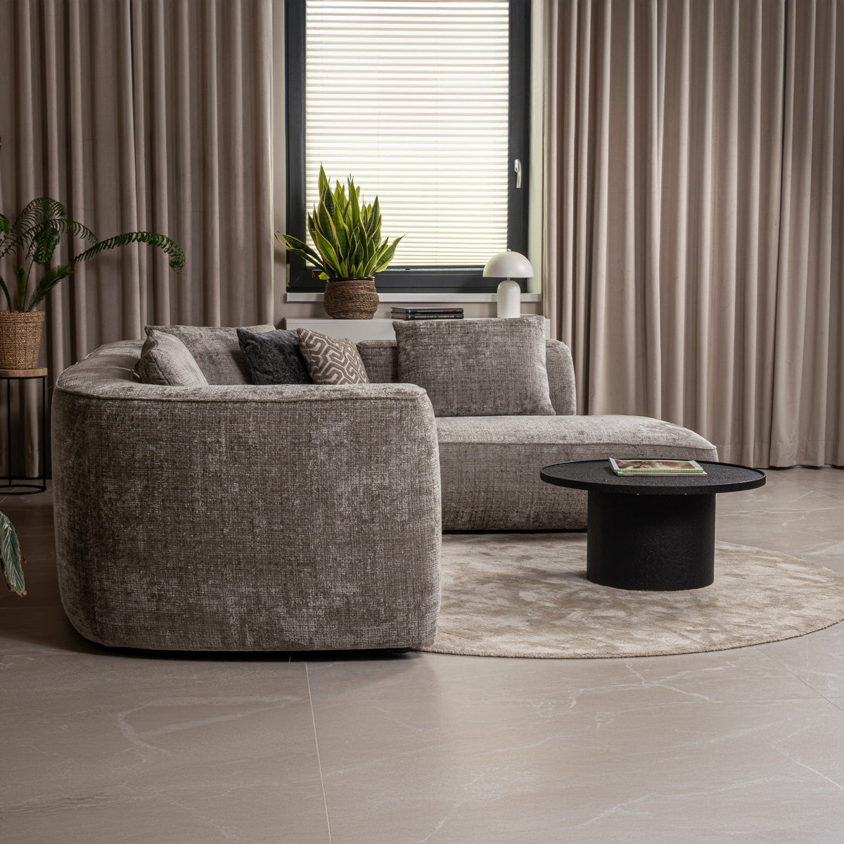 ROSIE Canapé d'angle en tissu gris - Angle droit