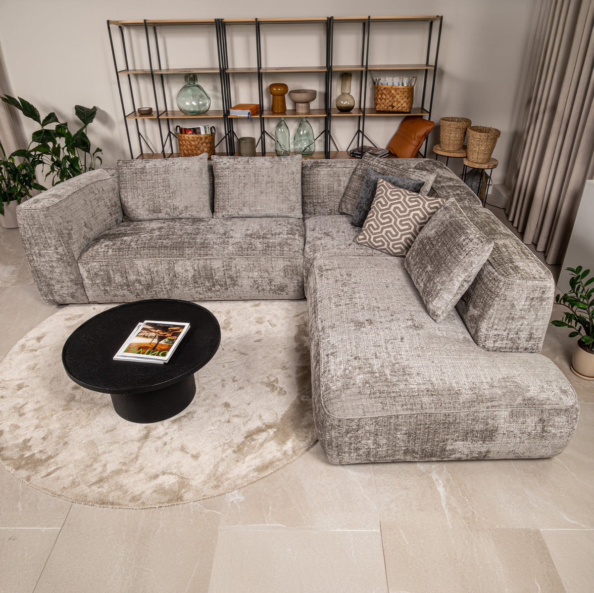 ROSIE Canapé d'angle en tissu gris - Angle droit