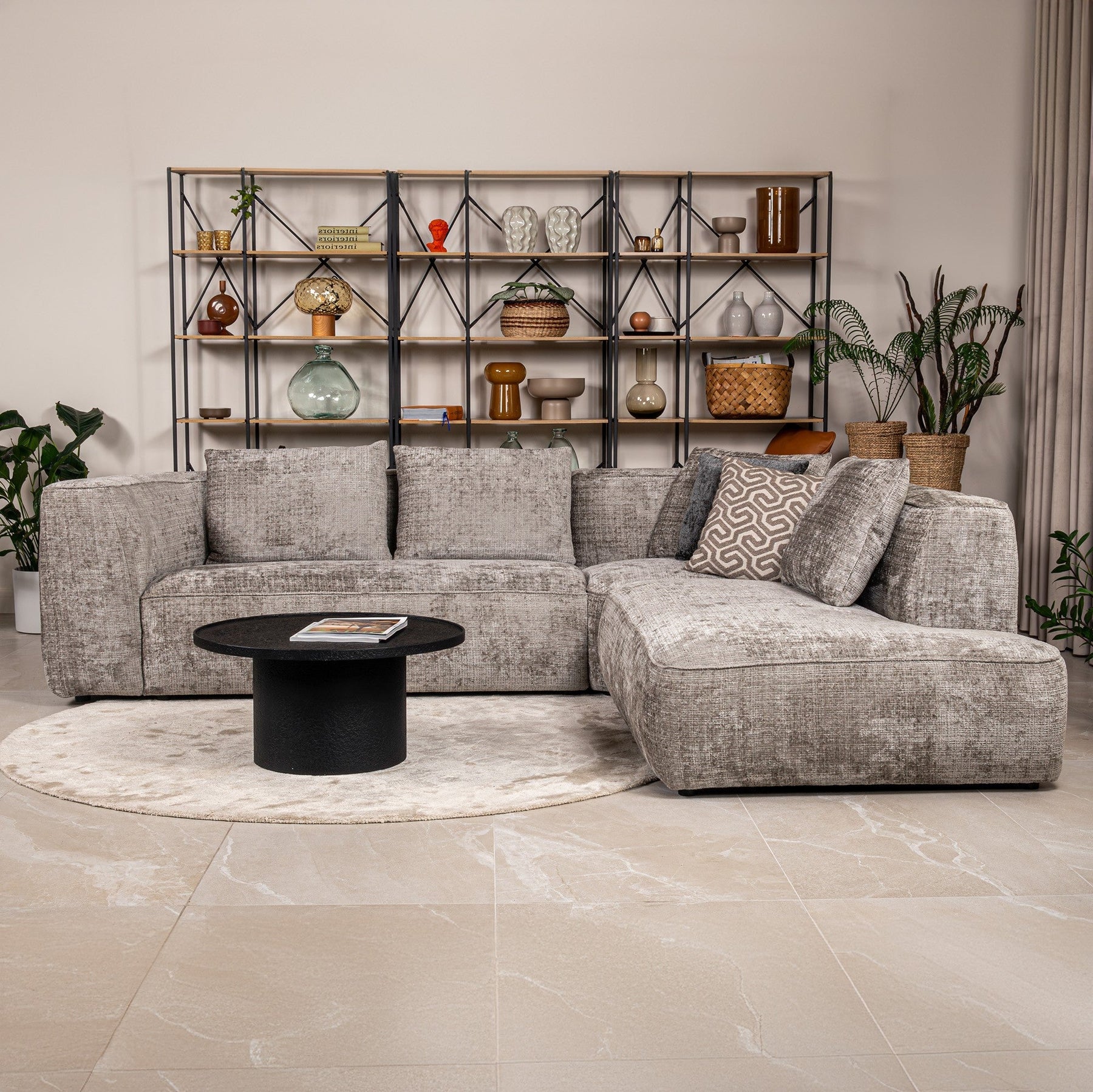ROSIE Canapé d'angle en tissu gris - Angle droit