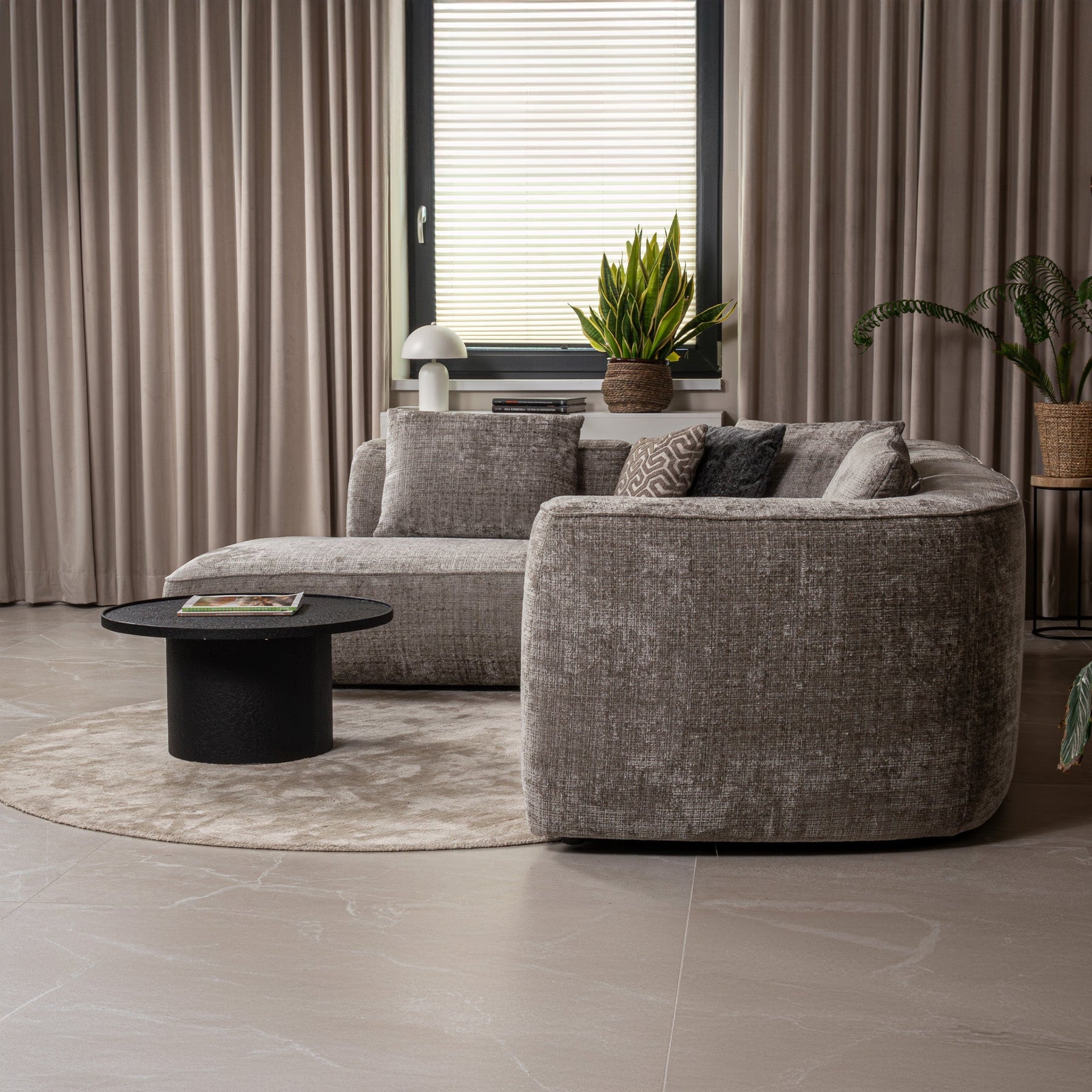 ROSIE Canapé d'angle en tissu gris - Angle gauche