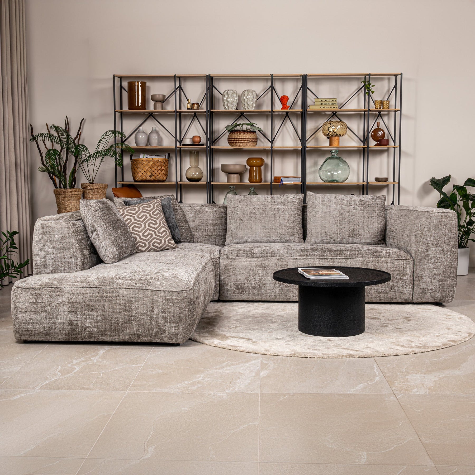 ROSIE Canapé d'angle en tissu gris - Angle gauche