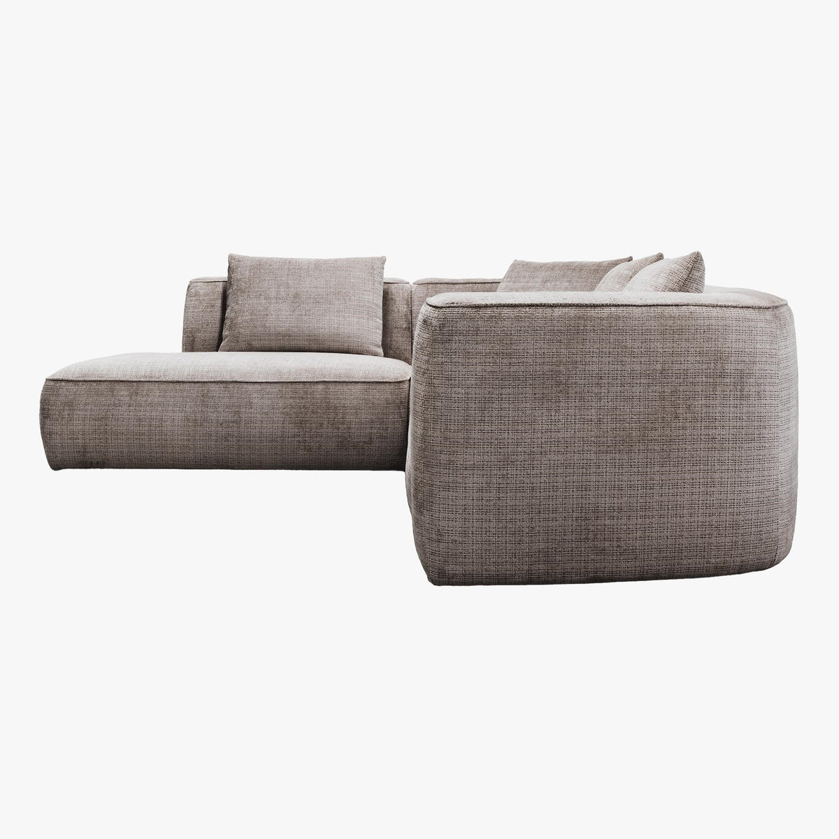 ROSIE Canapé d'angle en tissu gris - Angle gauche