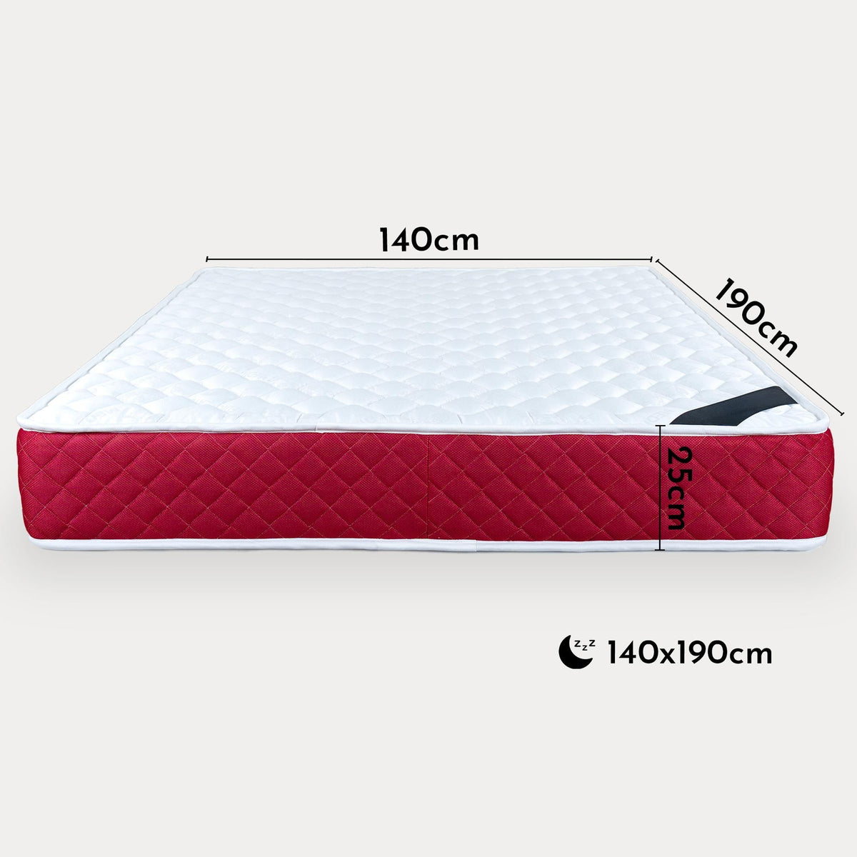 ROSSO Matelas en mousse 140x190 cm épaisseur 25 cm
