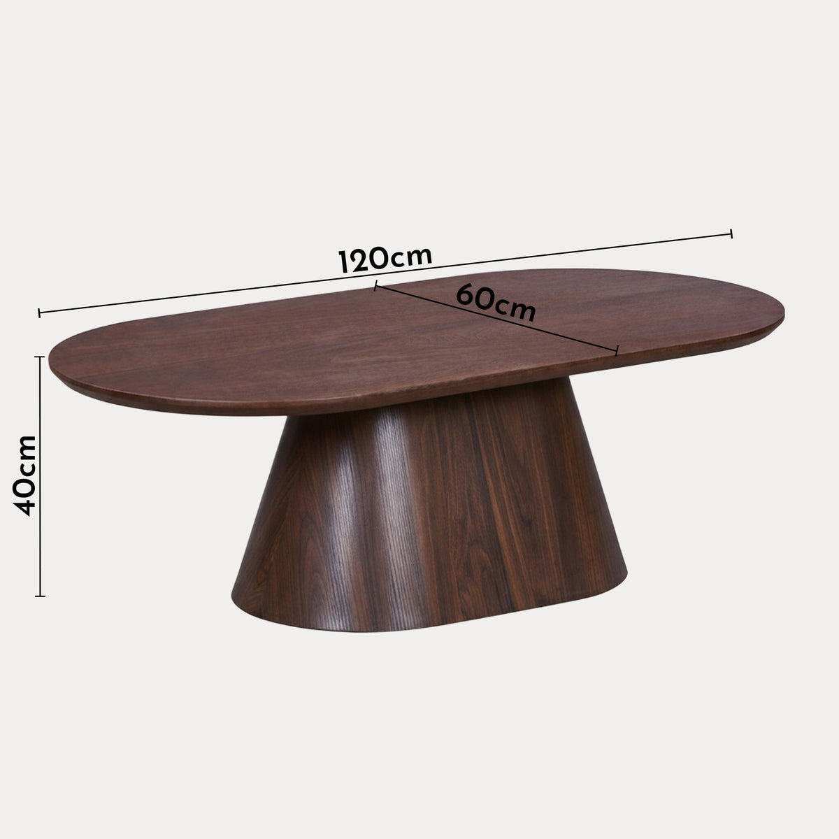 ROXY Table basse ovale couleur bois foncé 120 cm