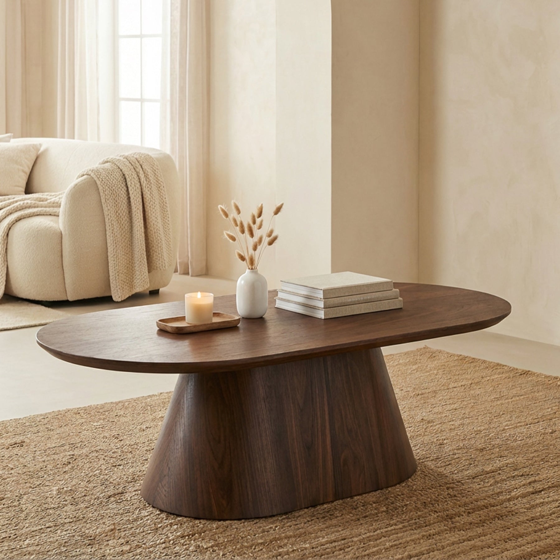 ROXY Table basse ovale couleur bois foncé 120 cm