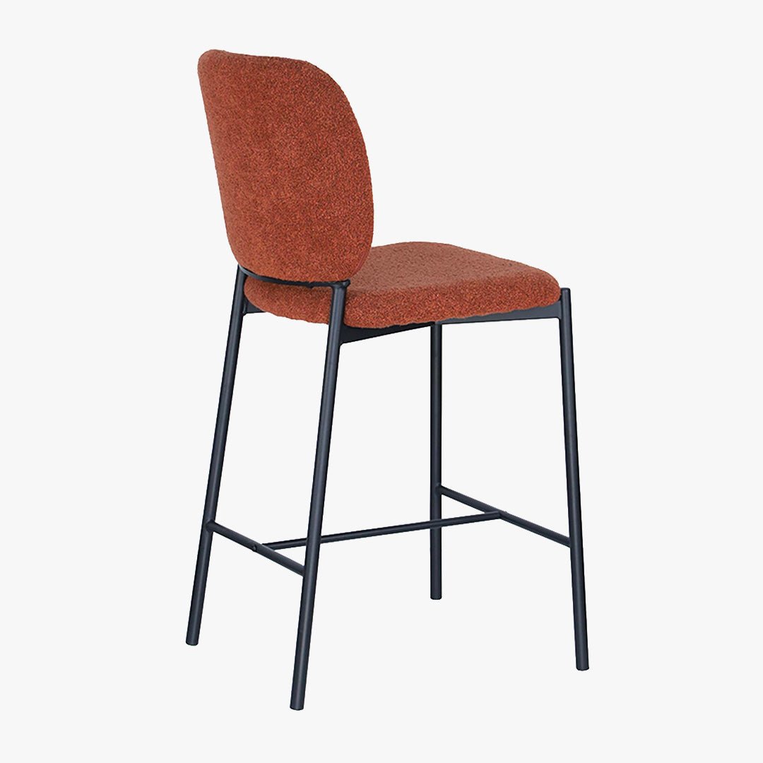 SAFIA Lot de 2 tabourets tissu rouille piètement métal noir