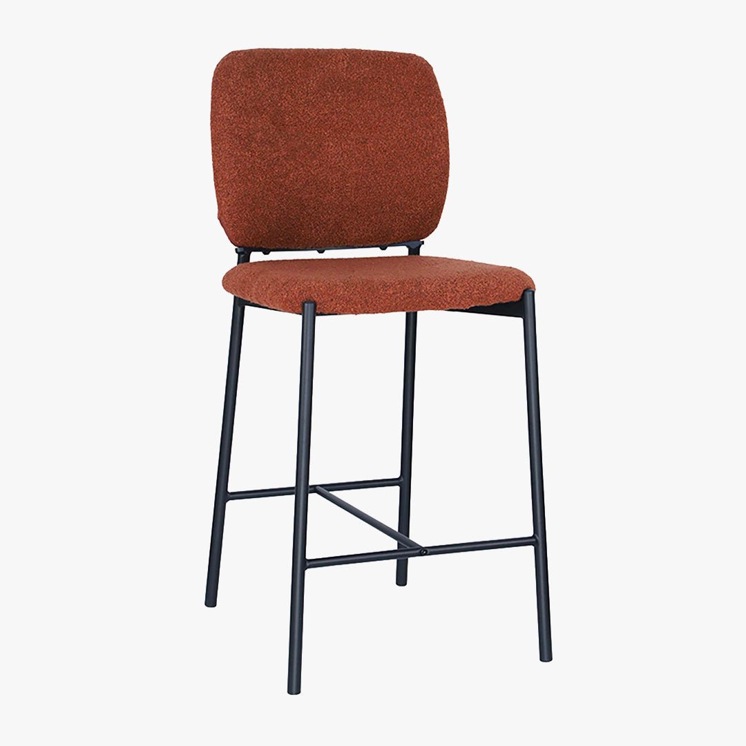 SAFIA Lot de 2 tabourets tissu rouille piètement métal noir