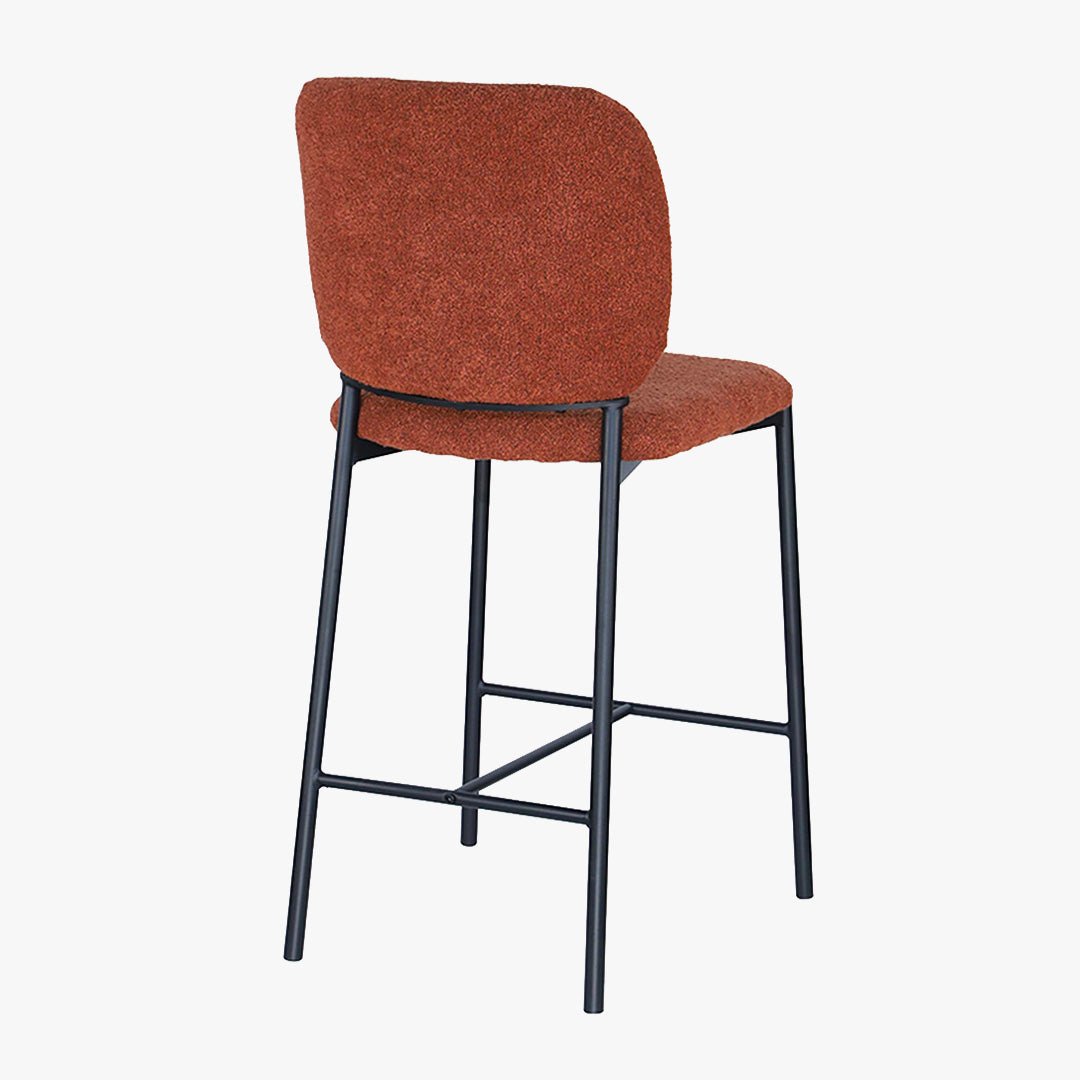 SAFIA Lot de 2 tabourets tissu rouille piètement métal noir