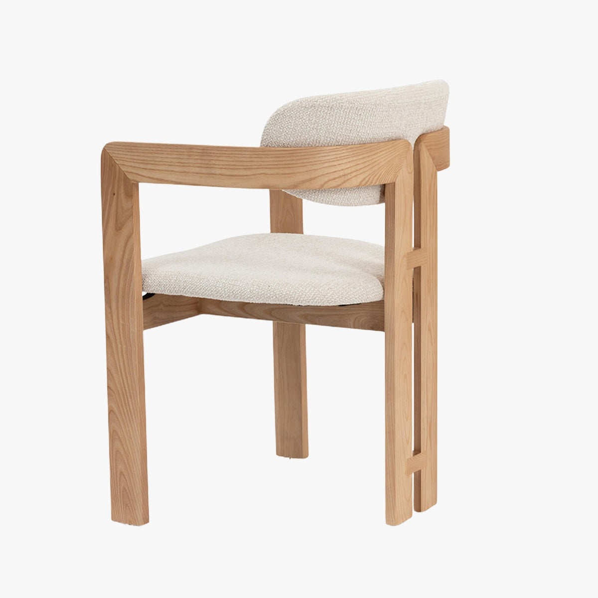 SANDRA  Lot de 2 chaises de repas en tissu beige pieds en chêne massif clair