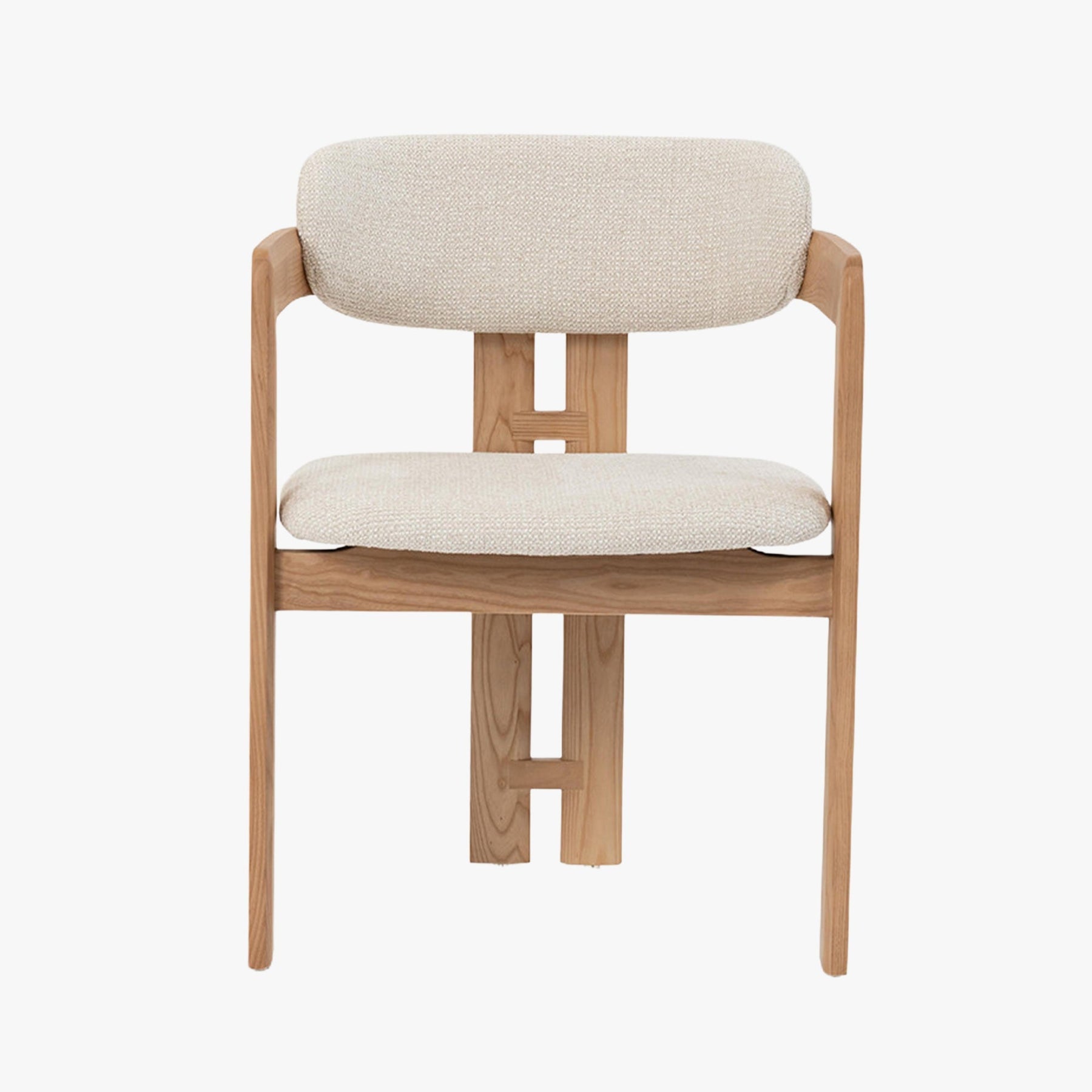 SANDRA  Lot de 2 chaises de repas en tissu beige pieds en chêne massif clair