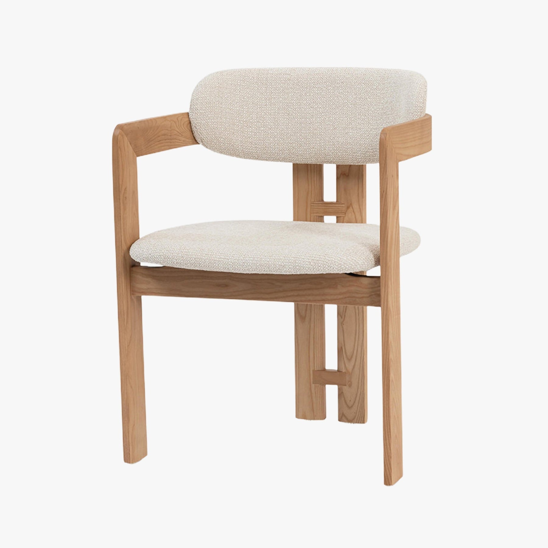 SANDRA  Lot de 2 chaises de repas en tissu beige pieds en chêne massif clair