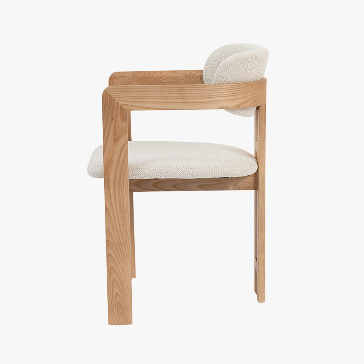 SANDRA  Lot de 2 chaises de repas en tissu beige pieds en chêne massif clair