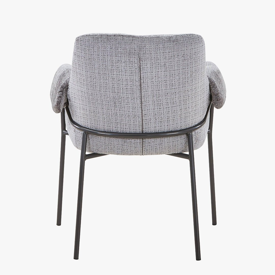 SARA Chaise en tissu gris clair pieds en métal noir