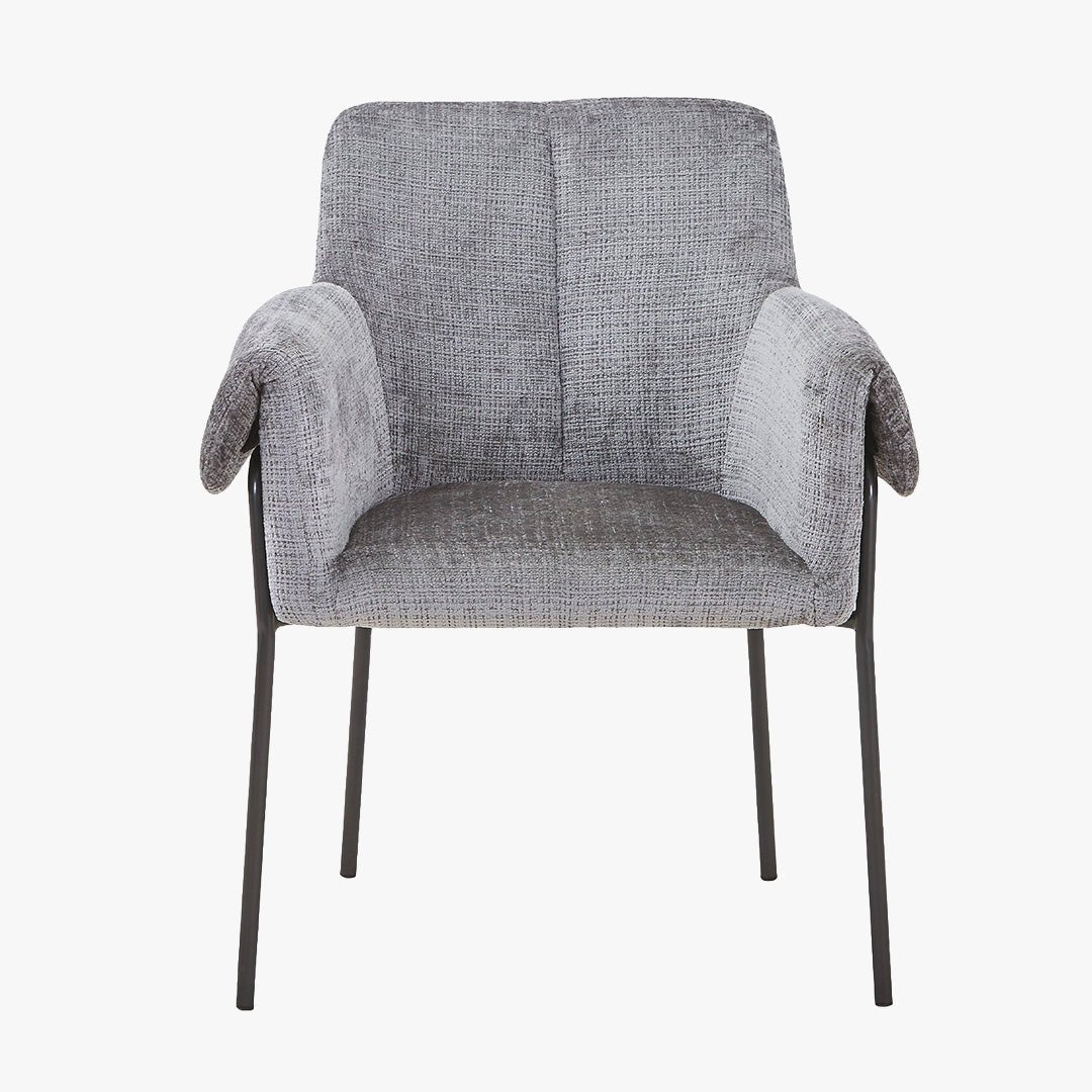 SARA Chaise en tissu gris clair pieds en métal noir