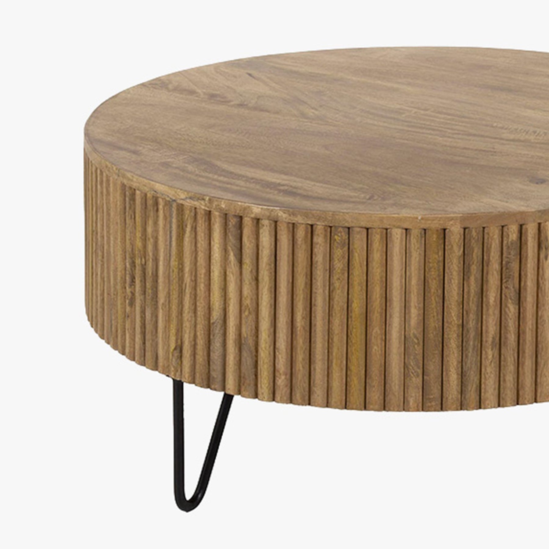 SAREN Lot de 2 tables en bois de manguier piètement en acier noir