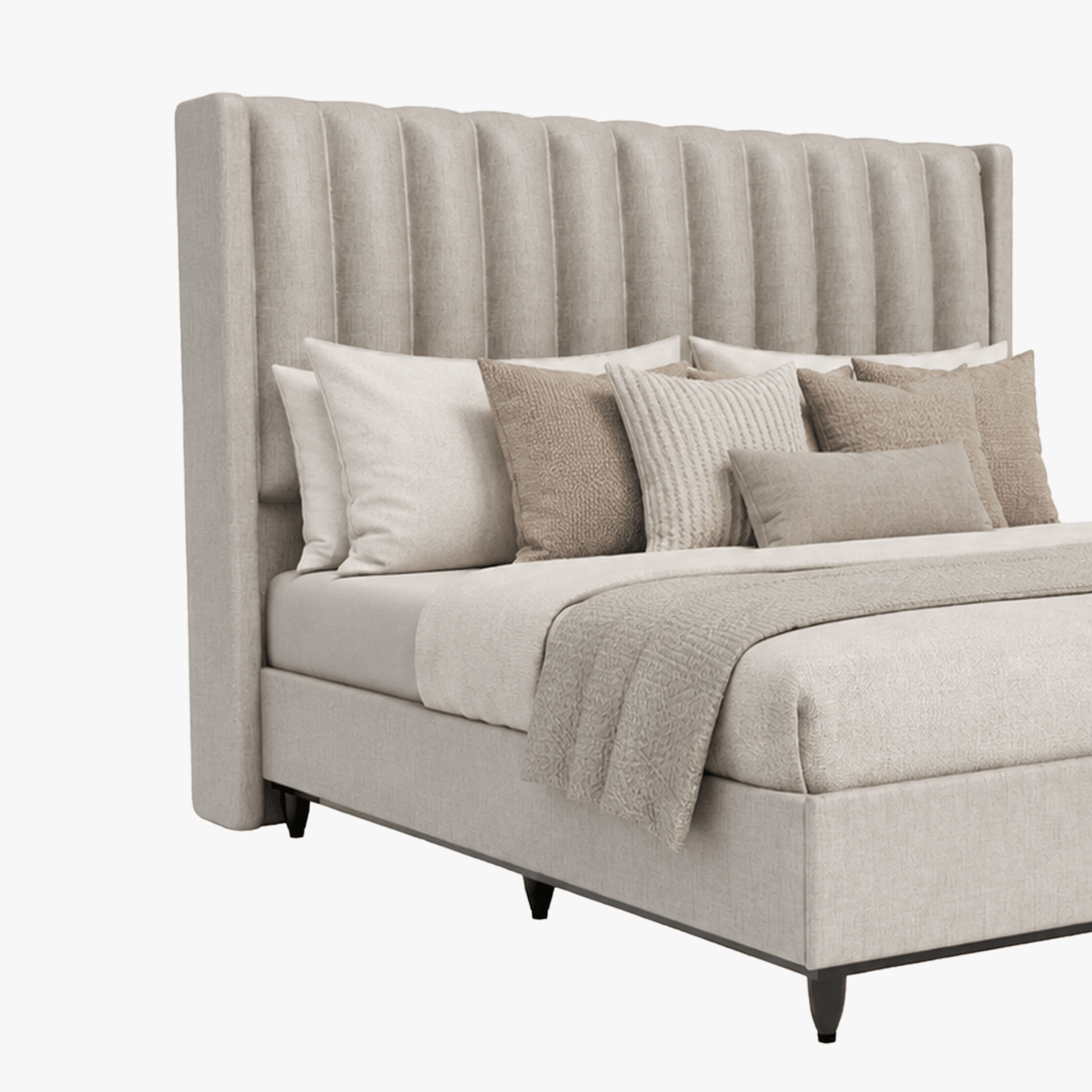 SAYA Lit coffre en tissu beige 140x190 cm