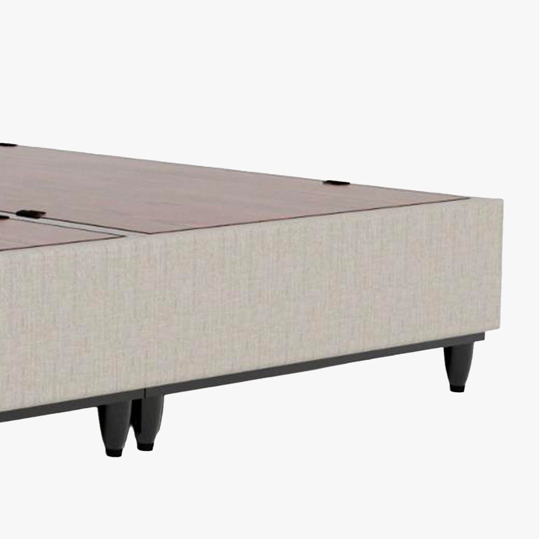 SAYA Lit coffre en tissu beige 140x190 cm