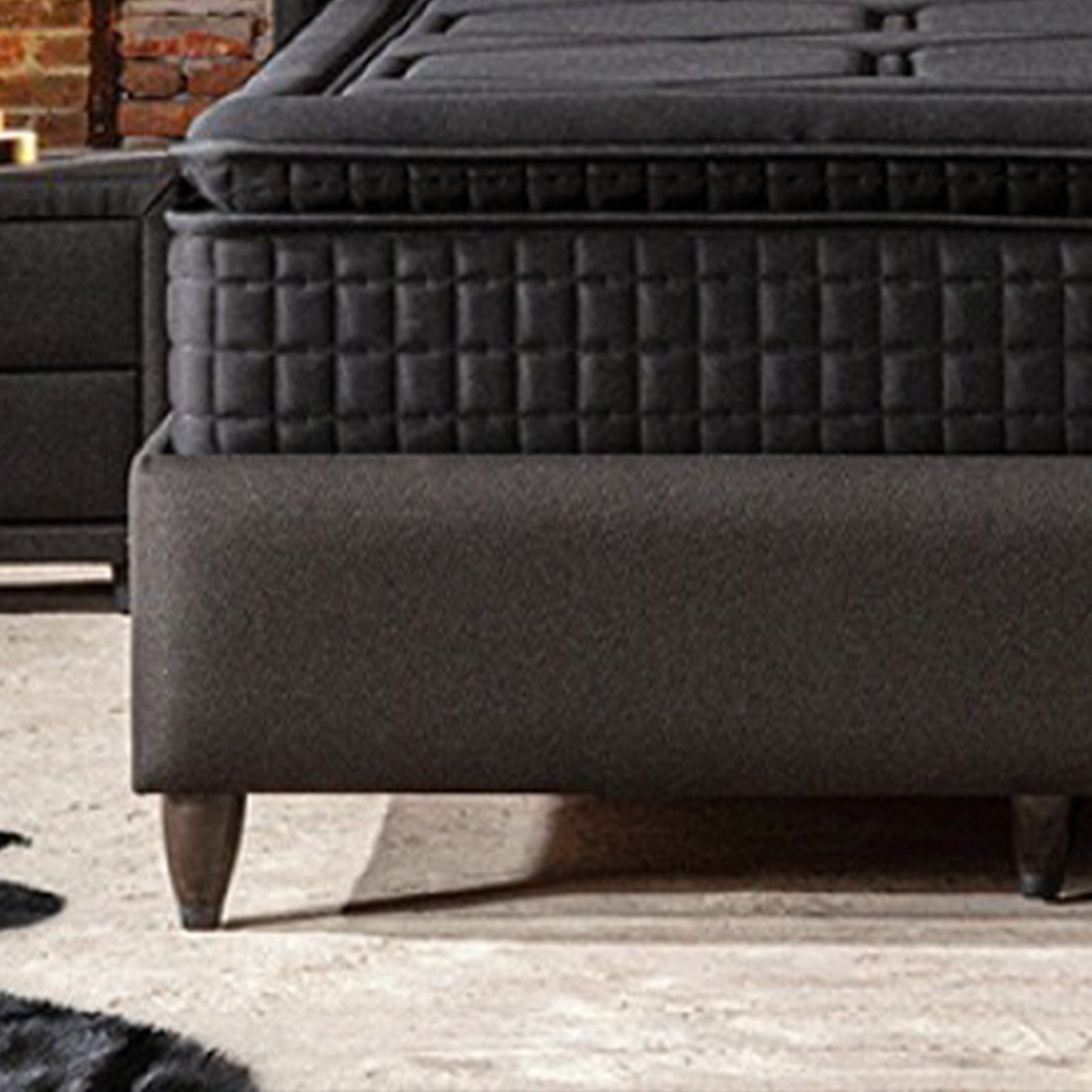 SAYA Lit coffre en tissu noir 180x200 cm