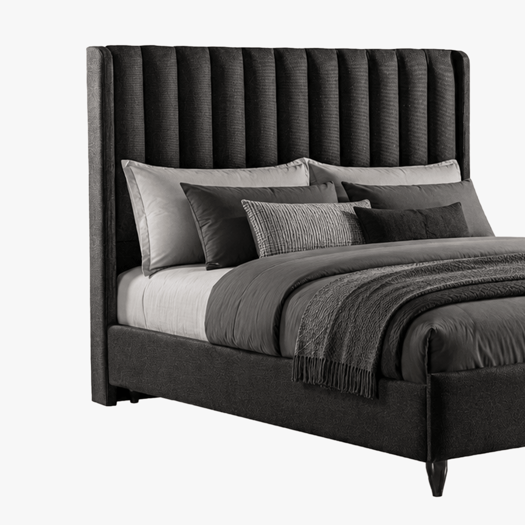 SAYA Lit coffre en tissu noir 180x200 cm