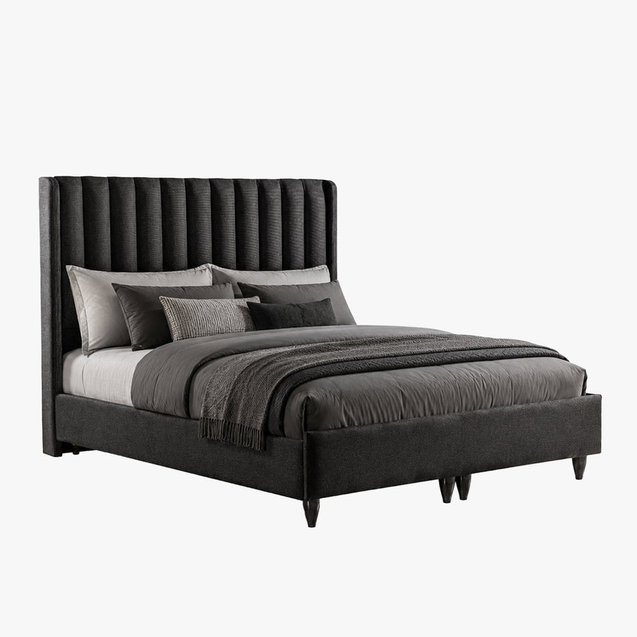 SAYA Lit coffre en tissu noir 180x200 cm