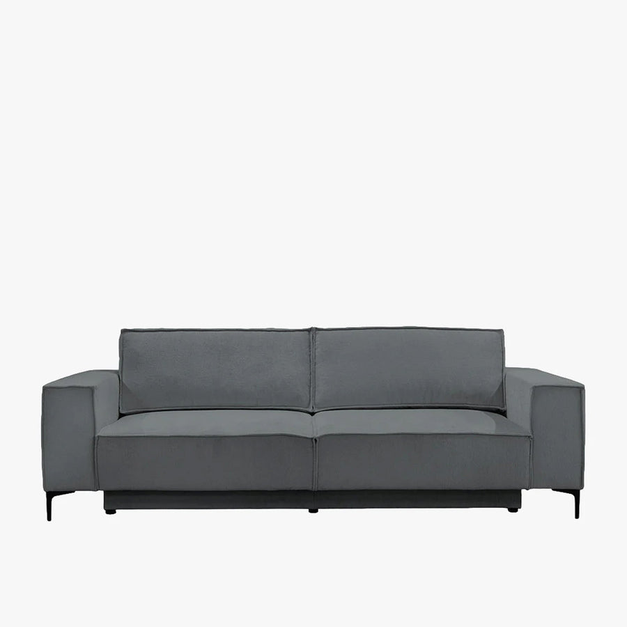 SAYLA Canapé 3 places convertible en tissu gris foncé