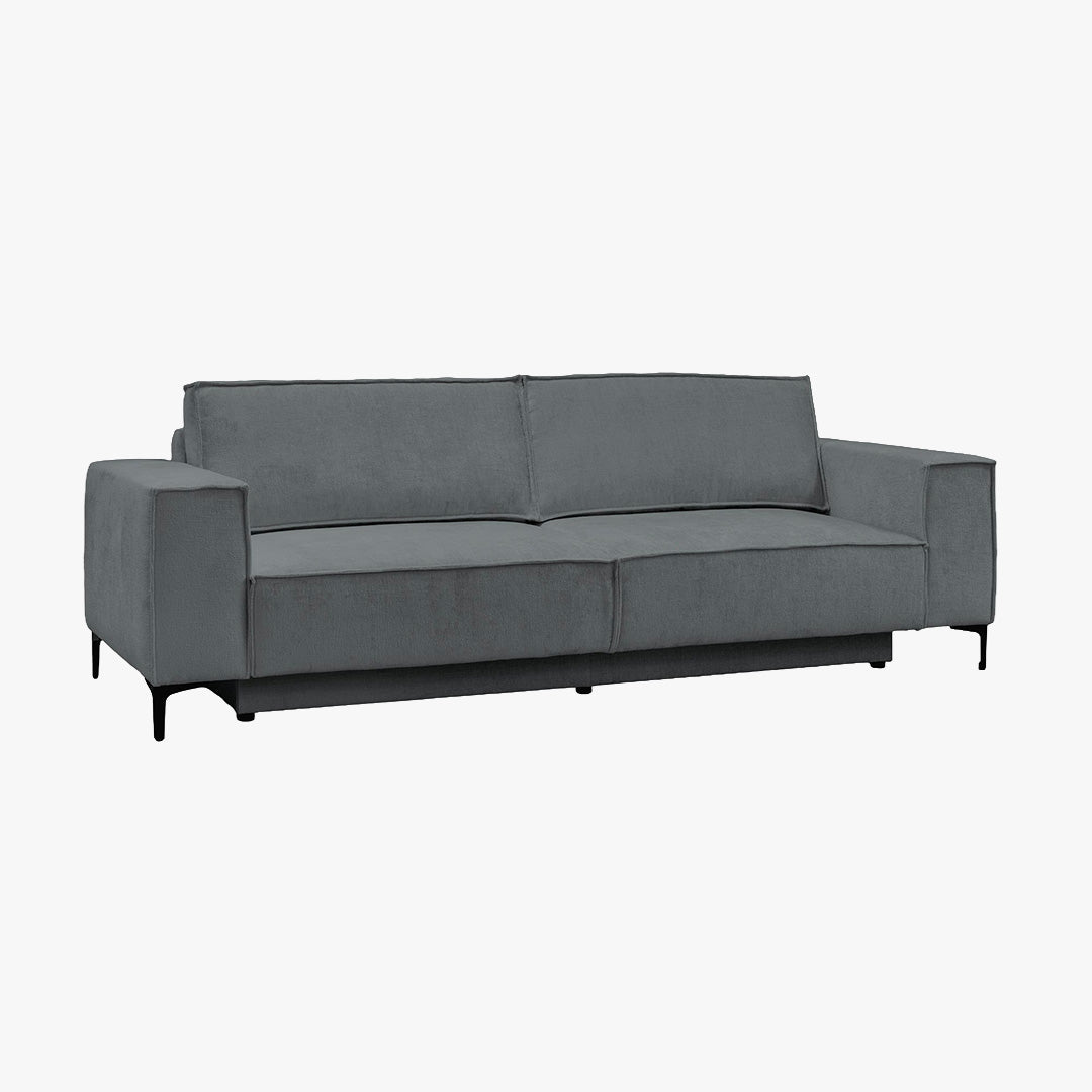 SAYLA Canapé 3 places convertible en tissu gris foncé