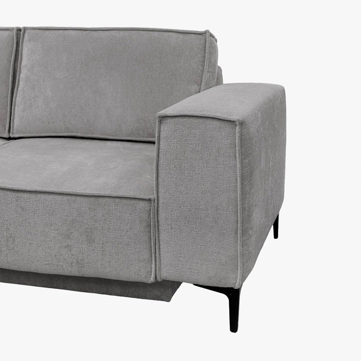 SAYLA Canapé d'angle convertible en tissu gris clair - Angle gauche