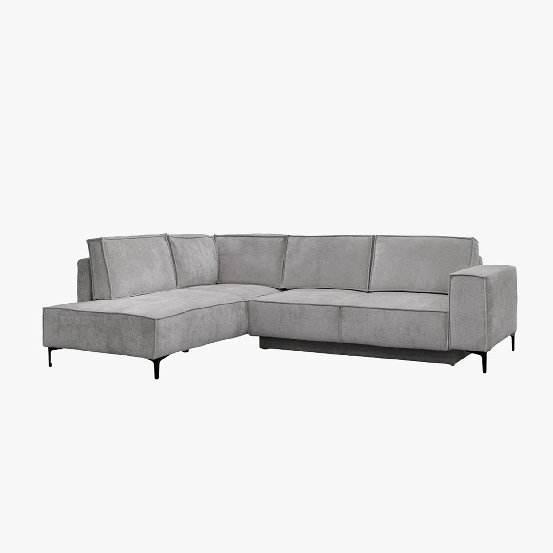 SAYLA Canapé d'angle convertible en tissu gris clair - Angle gauche