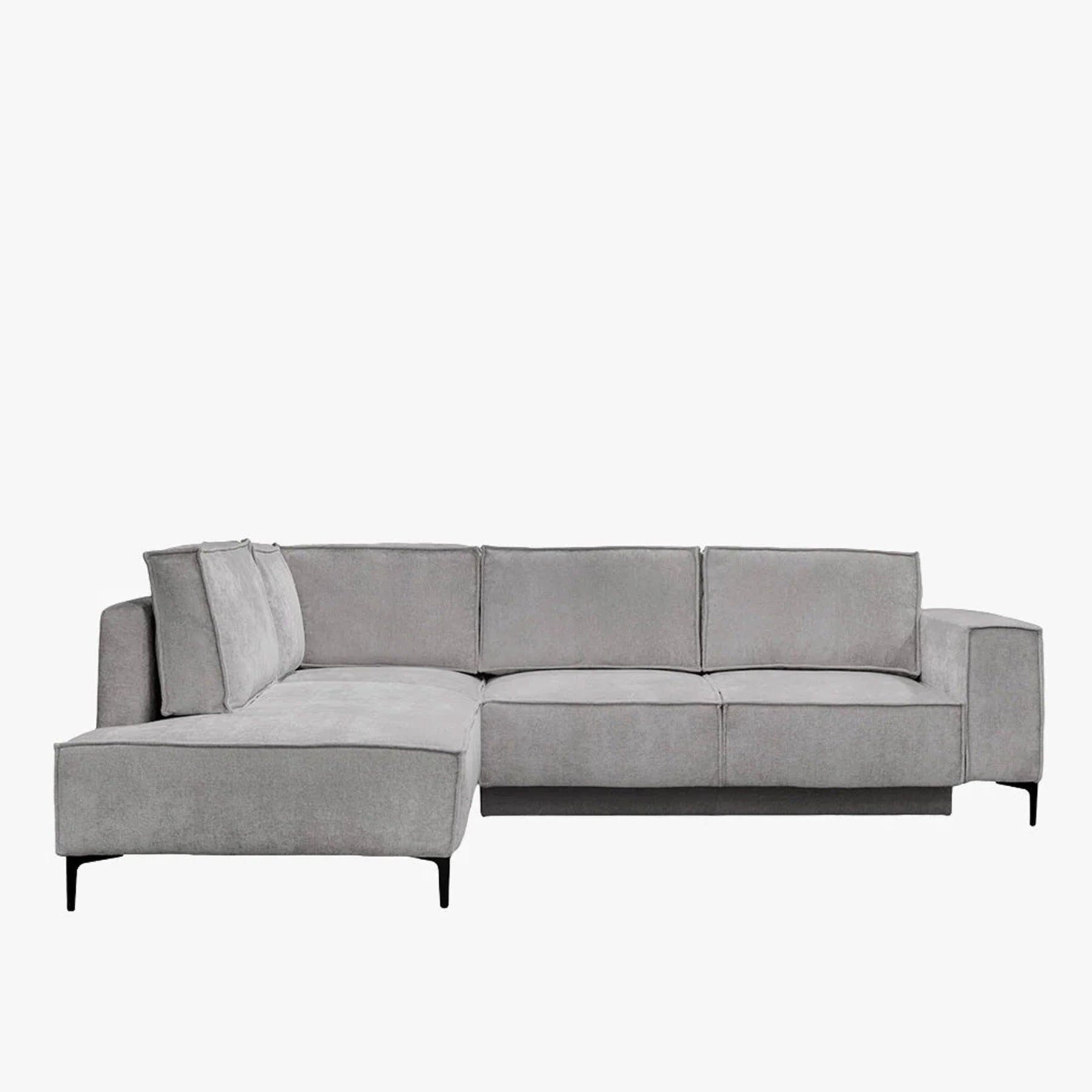 SAYLA Canapé d'angle convertible en tissu gris clair - Angle gauche