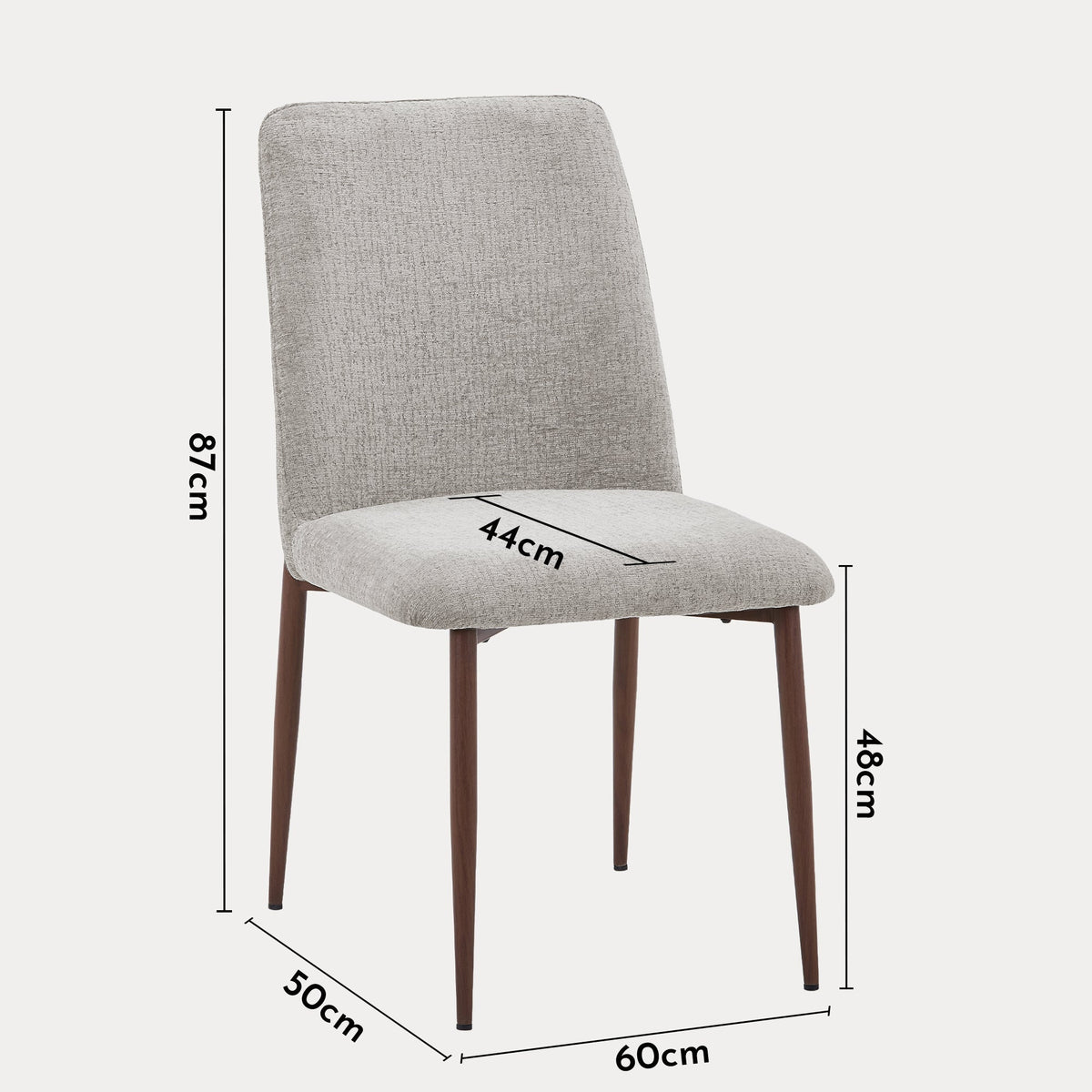 SELIA Lot de 2 chaises en tissu taupe clair pieds couleur bois foncé