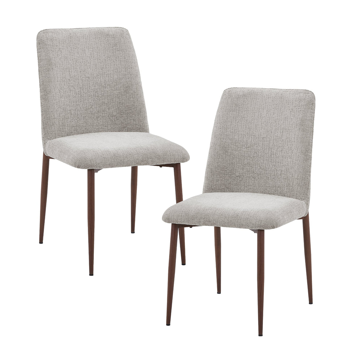 SELIA Lot de 2 chaises en tissu taupe clair pieds couleur bois foncé