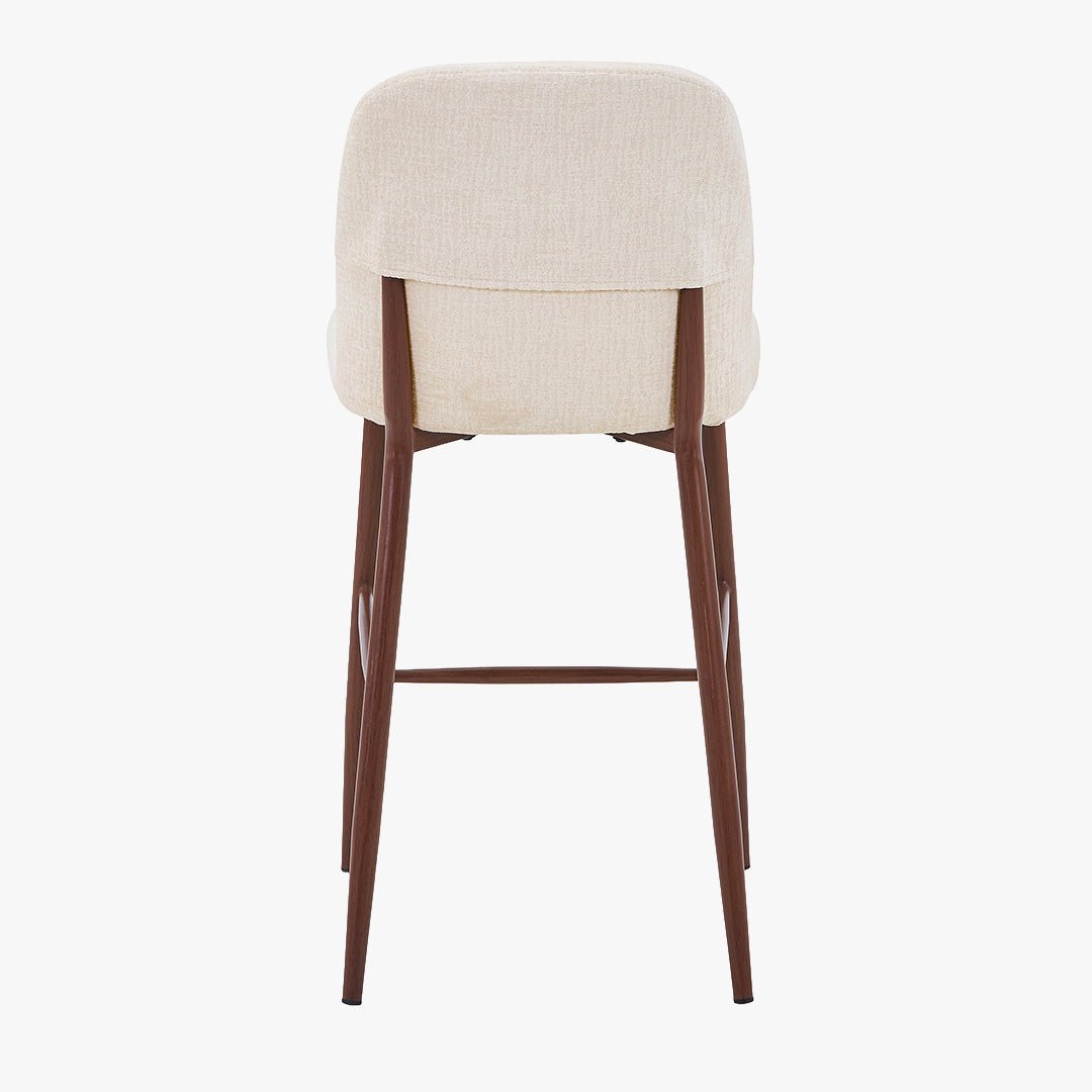 SELIA Lot de 2 tabourets en tissu beige pieds couleur bois foncé