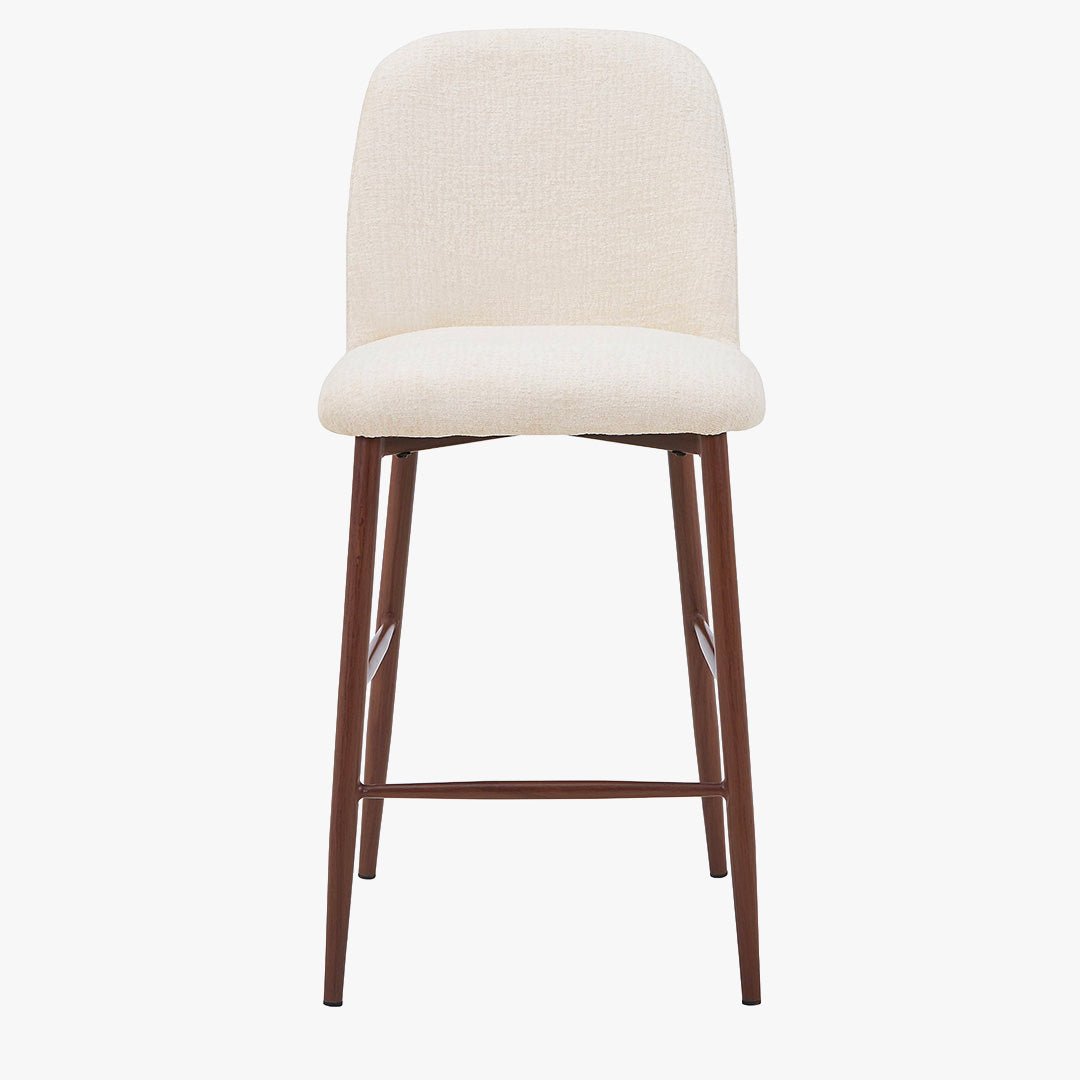 SELIA Lot de 2 tabourets en tissu beige pieds couleur bois foncé